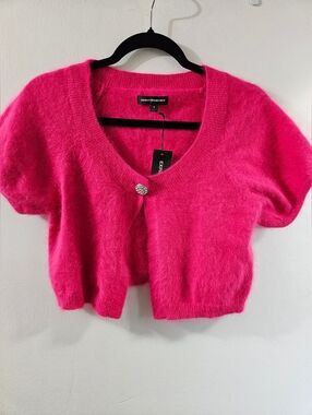 Express Design Studio Angora Shrug In Hot Pink
